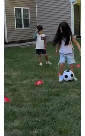 Backyard Soccer Game with 2 Tables, 1 Ball, 4 Cones, Soccer Training Equipment, Portable Football Practice Outdoor Game for Backyard, Beach, Field Fun, No Assembly Needed Backyard Soccer Game with 2 Tables, 1 Ball, 4 Cones, Soccer Training Equipment, Portable Football Practice Outdoor Game for Backyard, Beach, Field Fun, No Assembly Needed