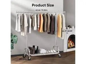 HOKEEPER Clothing Racks for Hanging Clothes Rack Heavy Duty Garment Rack, Portable Clothes Rack with Lockable Wheels, Adjustable Clothing Rack for Bedroom, Living Room HOKEEPER Clothing Racks for Hanging Clothes Rack Heavy Duty Garment Rack, Portable Clothes Rack with Lockable Wheels, Adjustable Clothing Rack for Bedroom, Living Room