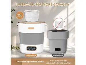 Portable Washing Machine, Folding 20L Mini Washer and Spin-Dryer, 3 Cleaning Modes Small Compact Laundry Machine of Underwear, Baby Clothes, for Apartments, Dormitories, RV, Travel, Black White Portable Washing Machine, Folding 20L Mini Washer and Spin-Dryer, 3 Cleaning Modes Small Compact Laundry Machine of Underwear, Baby Clothes, for Apartments, Dormitories, RV, Travel, Black White