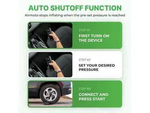 Airmoto Tire Inflator Portable Air Compressor - Air Pump For Car Tires with Digital Pressure Gauge, LED Light and Auto Shut-Off Function - Cordless Pump for Car, Motorcycle, Bicycle, Ball Airmoto Tire Inflator Portable Air Compressor - Air Pump For Car Tires with Digital Pressure Gauge, LED Light and Auto Shut-Off Function - Cordless Pump for Car, Motorcycle, Bicycle, Ball