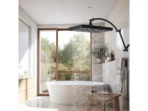 Hibbent All Metal 20'' Shower Head Extension Arm, Brass Flexible Height & Angle Adjustable Shower Ar Hibbent All Metal 20'' Shower Head Extension Arm, Brass Flexible Height & Angle Adjustable Shower Ar