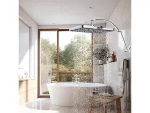 Hibbent All Metal 20'' Shower Head Extension Arm, Solid Brass Flexible Height & Angle Adjustable Sho Hibbent All Metal 20'' Shower Head Extension Arm, Solid Brass Flexible Height & Angle Adjustable Sho