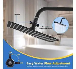 Hibbent All Metal 16'' Shower Head Extension Arm, Solid Brass Flexible Height & Angle Adjustable Sho Hibbent All Metal 16'' Shower Head Extension Arm, Solid Brass Flexible Height & Angle Adjustable Sho
