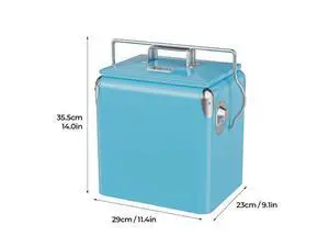 14qt Small Insulated Portable Cooler, Retro Vintage Classic Style Hard Metal Cooler for Barbeques, Camping, Fishing and Picnics 14qt Small Insulated Portable Cooler, Retro Vintage Classic Style Hard Metal Cooler for Barbeques, Camping, Fishing and Picnics