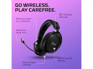 HyperX Cloud Stinger 2 - Wireless Gaming Headset Compatible with PC. Noise-cancelling Swivel-to-mute Microphone, Comfortable Memory Foam, UP to 20 hours of battery life,Black HyperX Cloud Stinger 2 - Wireless Gaming Headset Compatible with PC. Noise-cancelling Swivel-to-mute Microphone, Comfortable Memory Foam, UP to 20 hours of battery life,Black