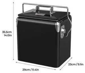 14qt Small Insulated Portable Cooler, Retro Vintage Classic Style Hard Metal Cooler for Barbeques, Camping, Fishing and Picnics 14qt Small Insulated Portable Cooler, Retro Vintage Classic Style Hard Metal Cooler for Barbeques, Camping, Fishing and Picnics