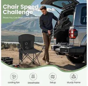 2 Pack Camping Chairs with Fan, Lightweight Camp Chair 300LBS Portable Foldable Chairs for Adults & 2 Pack Camping Chairs with Fan, Lightweight Camp Chair 300LBS Portable Foldable Chairs for Adults &