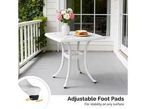 21 Cast Aluminum Outdoor Side Table with 1.6 Umbrella Hole, All Weather Square Patio Coffee Table Bistro Table End Table for Yard Porch Poolside(White) 21 Cast Aluminum Outdoor Side Table with 1.6 Umbrella Hole, All Weather Square Patio Coffee Table Bistro Table End Table for Yard Porch Poolside(White)