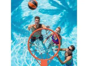 Pool Basketball Hoop, Height Adjustable 3.9" to 6.9", Orange Steel Frame, Water Base, Includes Air Pump, 8-Inch Rubber Ball, Indoor & Outdoor Use Pool Basketball Hoop, Height Adjustable 3.9" to 6.9", Orange Steel Frame, Water Base, Includes Air Pump, 8-Inch Rubber Ball, Indoor & Outdoor Use