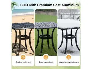 21 Outdoor Side Table, Cast Aluminum All-Weather Patio Side Table Small Outdoor Table Bistro Table for Outside, Porch, Balcony, Patio (Black) 21 Outdoor Side Table, Cast Aluminum All-Weather Patio Side Table Small Outdoor Table Bistro Table for Outside, Porch, Balcony, Patio (Black)