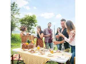6 Foot Plastic Folding Table Portable Long Table for Indoor Outdoor Use Rectangular with Carrying Handle, Smooth HDPE Tabletop, White 6 Foot Plastic Folding Table Portable Long Table for Indoor Outdoor Use Rectangular with Carrying Handle, Smooth HDPE Tabletop, White