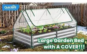Quictent 6x3x1ft Galvanized Raised Garden Bed with Cover Metal Planter Bottomless Box w/ 2 Large Screen Windows Mini Greenhouse 20pcs T-Tags 1 Pair Gloves Outdoor Growing Vegetables (Green) Quictent 6x3x1ft Galvanized Raised Garden Bed with Cover Metal Planter Bottomless Box w/ 2 Large Screen Windows Mini Greenhouse 20pcs T-Tags 1 Pair Gloves Outdoor Growing Vegetables (Green)