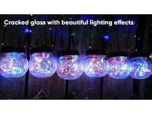 PARTPHONER Solar Lights Outdoor Waterproof 12-Pack, Solar Powered Hanging Lantern Cracked Glass Hanging Globes for Yard Decor Christmas Decoration, Shepherd Hook, Garden Tree Ornaments, RGB PARTPHONER Solar Lights Outdoor Waterproof 12-Pack, Solar Powered Hanging Lantern Cracked Glass Hanging Globes for Yard Decor Christmas Decoration, Shepherd Hook, Garden Tree Ornaments, RGB
