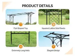 Garden Arbor, Arch for Wedding Ceremony Party, Christmas Garden Decor Steel Garden Trellis for Plant Climbing, Pergola for Garden, Backyard, Lawn (Flat Top) Garden Arbor, Arch for Wedding Ceremony Party, Christmas Garden Decor Steel Garden Trellis for Plant Climbing, Pergola for Garden, Backyard, Lawn (Flat Top)