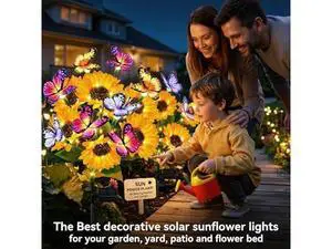 6 Pack Solar Garden Lights Outdoor, Sunflower Solar Lights with Butterfly IP65 Waterproof, Solar Flower Lights for Yard Patio Garden Decor, Auto On/Off Solar Sunflowers Decorative, Gifts for Mom Women 6 Pack Solar Garden Lights Outdoor, Sunflower Solar Lights with Butterfly IP65 Waterproof, Solar Flower Lights for Yard Patio Garden Decor, Auto On/Off Solar Sunflowers Decorative, Gifts for Mom Women