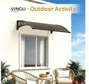 Awning for Door Entrance, 40" x 48" Window Awnings Exterior Canopy with Drainage & ABS Bracket, Polycarbonate Cover UV/Rain/Snow Protection for Porch, Patio (Brown Board & Black Bracket) Awning for Door Entrance, 40" x 48" Window Awnings Exterior Canopy with Drainage & ABS Bracket, Polycarbonate Cover UV/Rain/Snow Protection for Porch, Patio (Brown Board & Black Bracket)