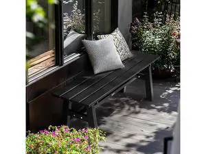 47 Outdoor HDPE Bench, Weatherproof Garden Bench w/Metal Legs, Poly Lumber Porch Benches, 660 LBS Capacity Outdoor Backless Patio Benches for Entryway Deck (Black) 47 Outdoor HDPE Bench, Weatherproof Garden Bench w/Metal Legs, Poly Lumber Porch Benches, 660 LBS Capacity Outdoor Backless Patio Benches for Entryway Deck (Black)