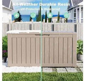 PatioZen 75 Gallon Resin Deck Box, Lockable Patio Outdoor Storage Box for Furniture, Garden Tools and Tools Storage, Waterproof Outside Storage Boxes - Grey PatioZen 75 Gallon Resin Deck Box, Lockable Patio Outdoor Storage Box for Furniture, Garden Tools and Tools Storage, Waterproof Outside Storage Boxes - Grey