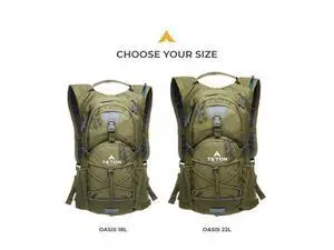 Teton Oasis/Trailrunner Hydration Backpack Lightweight Water Pack with 2L/3L Bladder for Hiking, Running, Cycling, Biking 18L/22L Sizes Sewn-in Rain Cover Fits Men and Women Teton Oasis/Trailrunner Hydration Backpack Lightweight Water Pack with 2L/3L Bladder for Hiking, Running, Cycling, Biking 18L/22L Sizes Sewn-in Rain Cover Fits Men and Women