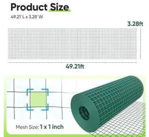 Quictent 1 inch Hardware Cloth for Chicken Coop 40in x 50ft 20 Gauge, Dark Green Vinyl Coated Chicken Wire Mesh, Predator Proof Chicken Fence, Garden Netting Quictent 1 inch Hardware Cloth for Chicken Coop 40in x 50ft 20 Gauge, Dark Green Vinyl Coated Chicken Wire Mesh, Predator Proof Chicken Fence, Garden Netting