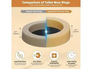 Hibbent Premium Elongated Toilet Seat with Extra Thick Toilet Wax Ring Replacement Kit Hibbent Premium Elongated Toilet Seat with Extra Thick Toilet Wax Ring Replacement Kit