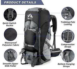 Night Cat Hiking Backpacks 70L Camping Backpacking Packs for Men Women Lightweight Outdoor for Mountaineering Traveling, No Internal Frame Night Cat Hiking Backpacks 70L Camping Backpacking Packs for Men Women Lightweight Outdoor for Mountaineering Traveling, No Internal Frame