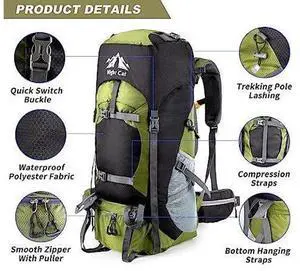 Night Cat Hiking Backpacks 70L Camping Backpacking Packs for Men Women Lightweight Outdoor for Mountaineering Traveling, No Internal Frame Night Cat Hiking Backpacks 70L Camping Backpacking Packs for Men Women Lightweight Outdoor for Mountaineering Traveling, No Internal Frame