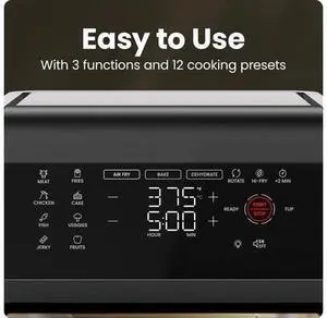 Chefman 12-Quart 5-in-1 Air Fryer Oven with Digital Timer, Touchscreen, and 12 Presets - Family Size Countertop Convection Oven, Dishwasher-Safe Parts Chefman 12-Quart 5-in-1 Air Fryer Oven with Digital Timer, Touchscreen, and 12 Presets - Family Size Countertop Convection Oven, Dishwasher-Safe Parts