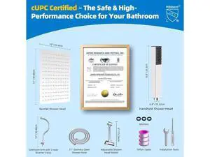Hibbent All Metal cUPC Certified Shower Head, 12'' High Pressure Rainfall Shower Head, Showerhead Co Hibbent All Metal cUPC Certified Shower Head, 12'' High Pressure Rainfall Shower Head, Showerhead Co