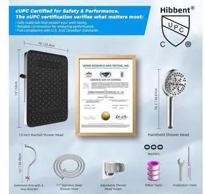 Hibbent cUPC Certified High Pressure 13'' Dual Shower Head Combo with 10-mode Handheld Spray, Upgrad Hibbent cUPC Certified High Pressure 13'' Dual Shower Head Combo with 10-mode Handheld Spray, Upgrad