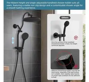 Hibbent cUPC Certified Self-cleaning Shower Head Combo, High Pressure 10'' Rain Showerhead with 3-Sp Hibbent cUPC Certified Self-cleaning Shower Head Combo, High Pressure 10'' Rain Showerhead with 3-Sp
