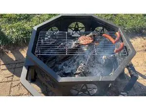 26 inch Fire Pit, Firepits for Outside Wood Burning Fire Pits with Cooking Grill, Outdoor Fire Pit Octagonal Heavy Duty Firepit with Poker for Bonfire, Backyard, Patio, Bronze 26 inch Fire Pit, Firepits for Outside Wood Burning Fire Pits with Cooking Grill, Outdoor Fire Pit Octagonal Heavy Duty Firepit with Poker for Bonfire, Backyard, Patio, Bronze