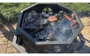 SUNOUTLY 35 inch Fire Pit, Outdoor Fire Pit Wood Burning Fire Pits with Cooking Grill, Large Firepits for Outside Octagonal Heavy Duty Firepit with Poker for Bonfire, Backyard, Patio, Picnic, Camping SUNOUTLY 35 inch Fire Pit, Outdoor Fire Pit Wood Burning Fire Pits with Cooking Grill, Large Firepits for Outside Octagonal Heavy Duty Firepit with Poker for Bonfire, Backyard, Patio, Picnic, Camping