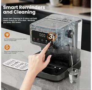 Kismile Espresso Machine with Milk Frother, 15 Bar Express Coffee Maker for Home, Digital Espresso Maker with LED Touchscreen, 50oz Removable Tank, Cappuccino & Latte Machine Kismile Espresso Machine with Milk Frother, 15 Bar Express Coffee Maker for Home, Digital Espresso Maker with LED Touchscreen, 50oz Removable Tank, Cappuccino & Latte Machine