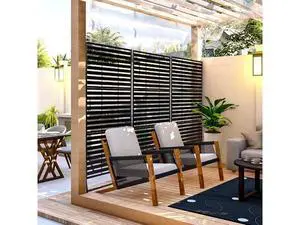 Metal Privacy Screen for Outdoor, 72" x 49" Freestanding Privacy Fence Panels, Decorative Room Divider for Patio, Deck, Balcony, Pool Metal Privacy Screen for Outdoor, 72" x 49" Freestanding Privacy Fence Panels, Decorative Room Divider for Patio, Deck, Balcony, Pool