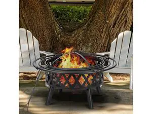 EcoNook 36 Inch Wood Burning Fire Pit with 2 Loops, Outdoor Fire Pit with Spark Screen & Fire Poker, Cross Weave Firepit for Outside Fireplace Bonfire for Yard,Patio, Garden EcoNook 36 Inch Wood Burning Fire Pit with 2 Loops, Outdoor Fire Pit with Spark Screen & Fire Poker, Cross Weave Firepit for Outside Fireplace Bonfire for Yard,Patio, Garden