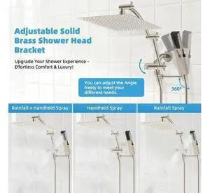 Hibbent All Metal CUPC Certified 12'' Rainfall Shower Head, Dual Shower Head Combo, High Pressure Ha Hibbent All Metal CUPC Certified 12'' Rainfall Shower Head, Dual Shower Head Combo, High Pressure Ha