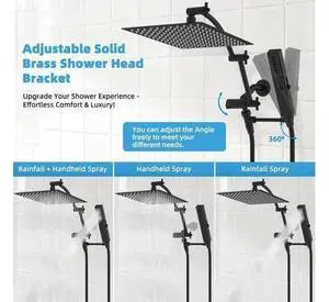 Hibbent All Metal CUPC Certified 12'' Rainfall Shower Head, Dual Shower Head Combo, High Pressure Ha Hibbent All Metal CUPC Certified 12'' Rainfall Shower Head, Dual Shower Head Combo, High Pressure Ha