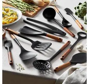Staub Silicone with Wood Handle 11-pc Cooking Utensil Set Staub Silicone with Wood Handle 11-pc Cooking Utensil Set