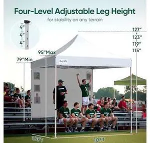 Quictent 10x10 Heavy Duty Pop up Canopy Tent, Easy up Commercial Instant Shelter with Wheeled Bag for Outdoor, Parties, Markets, Camping, 500D Silver Coated UPF 50+ Sun Shield Quictent 10x10 Heavy Duty Pop up Canopy Tent, Easy up Commercial Instant Shelter with Wheeled Bag for Outdoor, Parties, Markets, Camping, 500D Silver Coated UPF 50+ Sun Shield