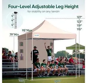 Quictent 10x10 Heavy Duty Pop up Canopy Tent, Easy up Commercial Instant Shelter with Wheeled Bag for Outdoor, Parties, Markets, Camping, 500D Silver Coated UPF 50+ Sun Shield Quictent 10x10 Heavy Duty Pop up Canopy Tent, Easy up Commercial Instant Shelter with Wheeled Bag for Outdoor, Parties, Markets, Camping, 500D Silver Coated UPF 50+ Sun Shield