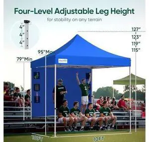 Quictent 10x10 Heavy Duty Pop up Canopy Tent, Easy up Commercial Instant Shelter with Wheeled Bag for Outdoor, Parties, Markets, Camping, 500D Silver Coated UPF 50+ Sun Shield Quictent 10x10 Heavy Duty Pop up Canopy Tent, Easy up Commercial Instant Shelter with Wheeled Bag for Outdoor, Parties, Markets, Camping, 500D Silver Coated UPF 50+ Sun Shield