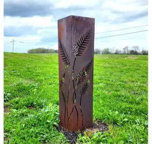 Fern with Stem Garden Columns - Decor - Metal Garden Sculpture - Well Cover - Furniture and Decor - Utility Box Cover (24 x 5.75 x 5.75 inches NO LID) Fern with Stem Garden Columns - Decor - Metal Garden Sculpture - Well Cover - Furniture and Decor - Utility Box Cover (24 x 5.75 x 5.75 inches NO LID)