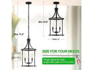 PARTPHONER Chandelier Pendant Light Fixture, 3 Light Farmhouse Black Chandelier Pendant Lighting with B11 E12 LED Bulb 6 Pack PARTPHONER Chandelier Pendant Light Fixture, 3 Light Farmhouse Black Chandelier Pendant Lighting with B11 E12 LED Bulb 6 Pack