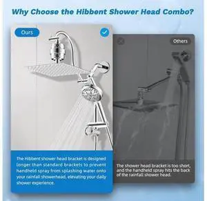 Hibbent Dual Filter All Metal 10"Rainfall Showerhead Combo, High Pressure Filter Shower Head with 10 Hibbent Dual Filter All Metal 10"Rainfall Showerhead Combo, High Pressure Filter Shower Head with 10
