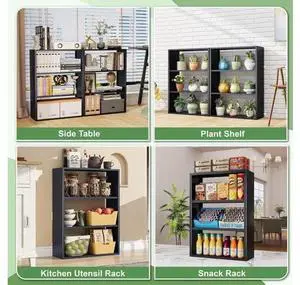 3-Tier Snack Rack Display Stand,35.4" H Metal Freestanding Candy Organizer Rack,Black Shelf for Kitc 3-Tier Snack Rack Display Stand,35.4" H Metal Freestanding Candy Organizer Rack,Black Shelf for Kitc
