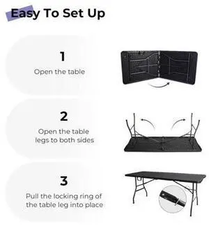 Byliable Folding Table 6ft Portable Heavy Duty Plastic Fold-in-Half 6 Foot Foldable Table Utility Dining Indoor Outdoor with Carrying Handle for Camping Picnic and Party, Black Byliable Folding Table 6ft Portable Heavy Duty Plastic Fold-in-Half 6 Foot Foldable Table Utility Dining Indoor Outdoor with Carrying Handle for Camping Picnic and Party, Black