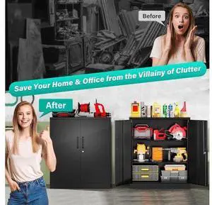 SISESOL 36 inch Metal Storage Cabinet with Doors and Shelves,Small Garage Storage Cabinet with Lock SISESOL 36 inch Metal Storage Cabinet with Doors and Shelves,Small Garage Storage Cabinet with Lock