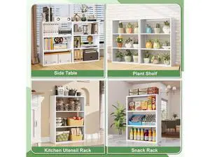 3-Tier Snack Rack Display Stand,35.4" H Metal Freestanding Candy Organizer Rack,White Shelf for Kitc 3-Tier Snack Rack Display Stand,35.4" H Metal Freestanding Candy Organizer Rack,White Shelf for Kitc