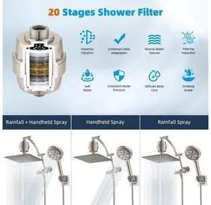 Hibbent All Metal 10'' Dual Filtered Rainfall Shower Head Combo, High Pressure Handheld Shower Head Hibbent All Metal 10'' Dual Filtered Rainfall Shower Head Combo, High Pressure Handheld Shower Head
